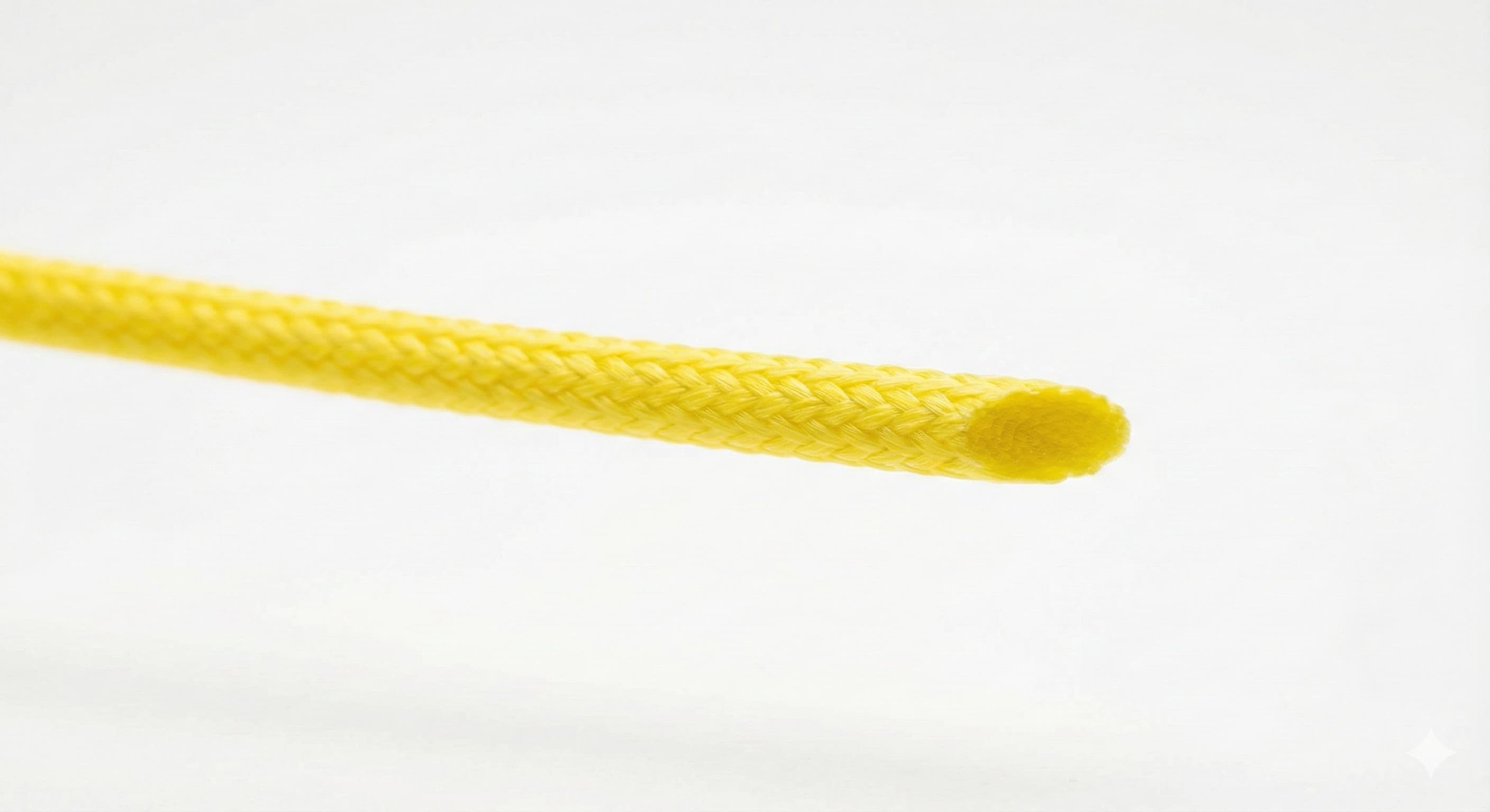 Studio macro shot of FN9 yellow cutting line with flattened oval profile